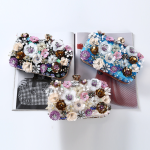 Elegant Floral Sequin Evening Clutch Bag