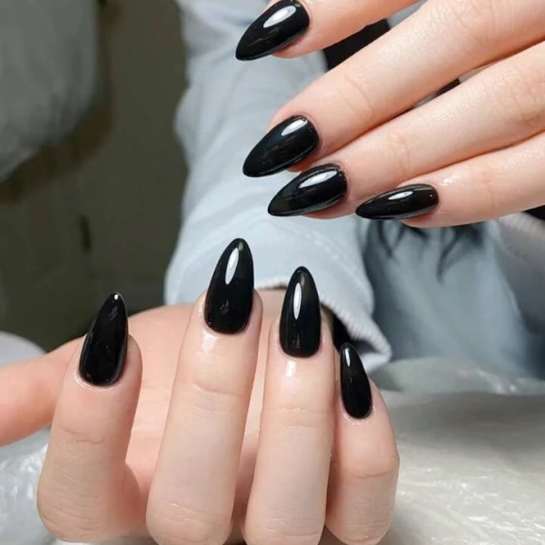 Sheglam 24pcs Long Almond Black Fake Nail Set