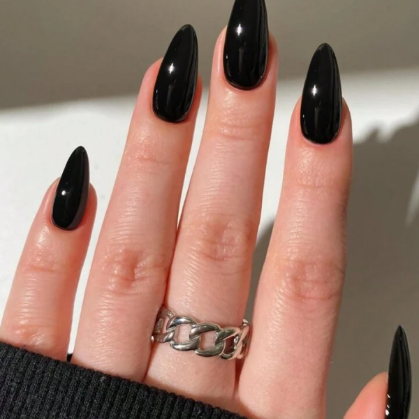 Sheglam 24pcs Long Almond Black Fake Nail Set