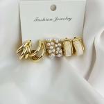Golden Glow: 3-Piece Pearl Earring Set
