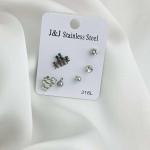 Silver Star & Gemstone Earring Set - 3 Pieces