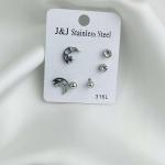 Celestial Silver Star & Stone Earring Trio