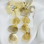 Elegant Bloom: Golden Flower & Stone Earrings