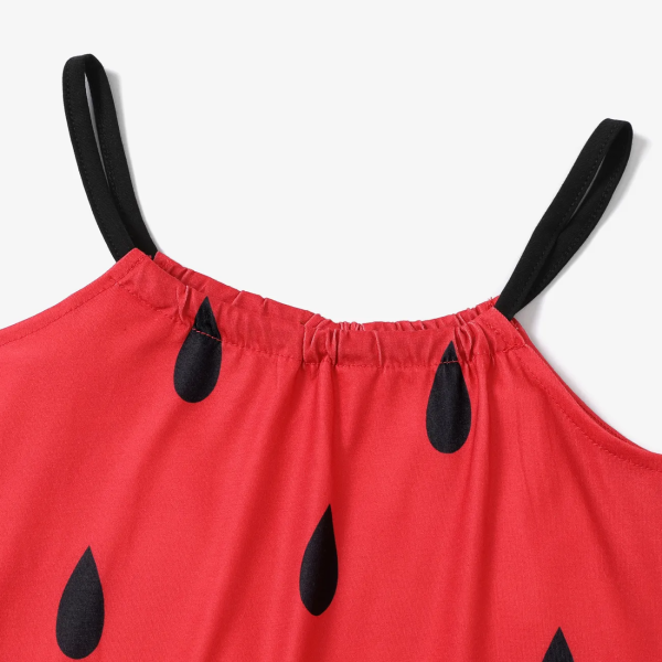 PatPat Kid Girl Watermelon Print Colorblock Cami Dress (4-5years)