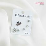 Silver Star & Gemstone Earring Set - 3 Pieces