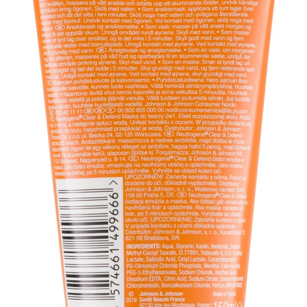 Neutrogena Clear & Defend Wash Mask-150ml