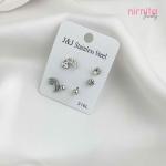 Celestial Silver Star & Stone Earring Trio