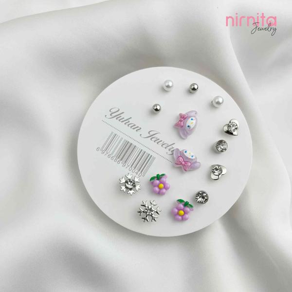 Top Pearl Stone Earring Set (7 Pairs)