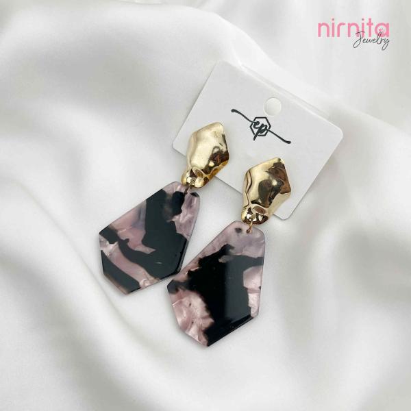 Marble Black Earring