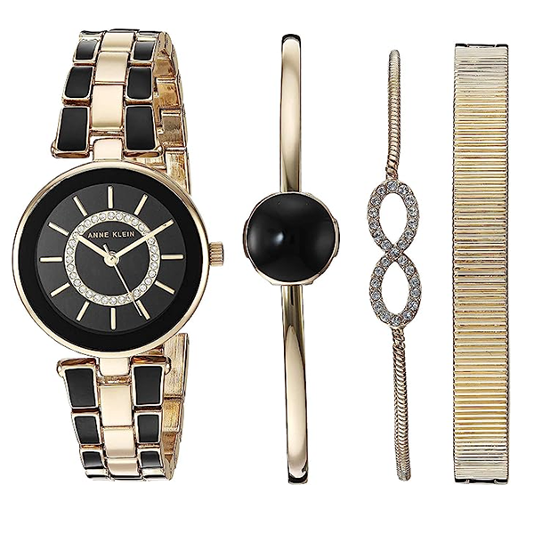 Anne Klein Women’s Premium Crystal Accented Watch and Bracelet Set