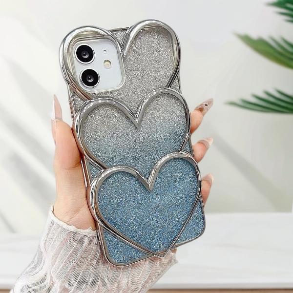 Electroplated Stacked Love Cover for iPhone 11-17 Series