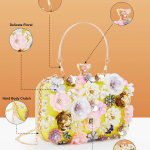 Elegant Floral Sequin Evening Clutch Bag