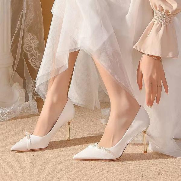 Elegant Off-White Korean High Heels