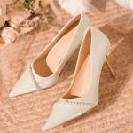 Elegant Off-White Korean High Heels