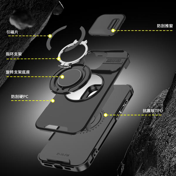 Suitable for iPhone 17 Pro Max Phone Case, Apple 16 Pro Sliding Window Stand, 15 Anti-Drop, 14 Protective Cover