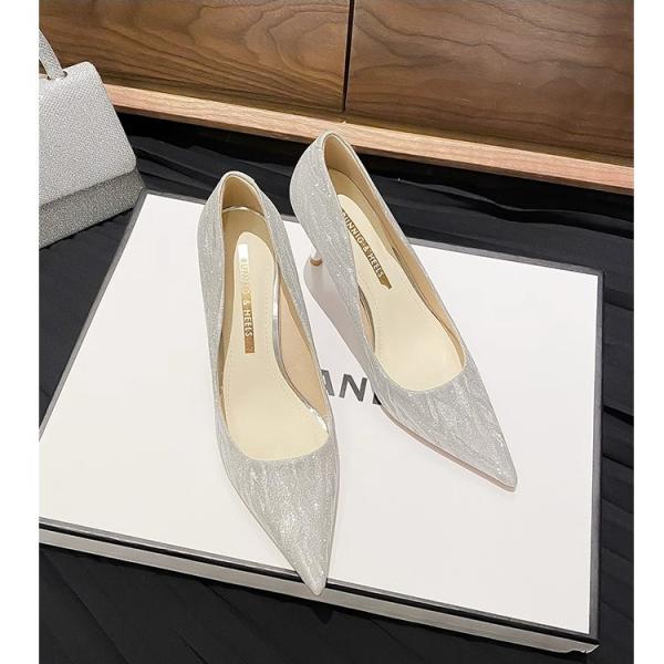 2025 New French Style Gold & Silver High Heels Shoes for Women's