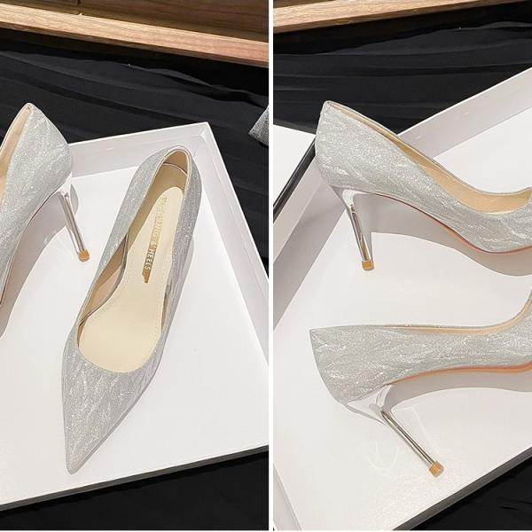 2025 New French Style Gold & Silver High Heels Shoes for Women's