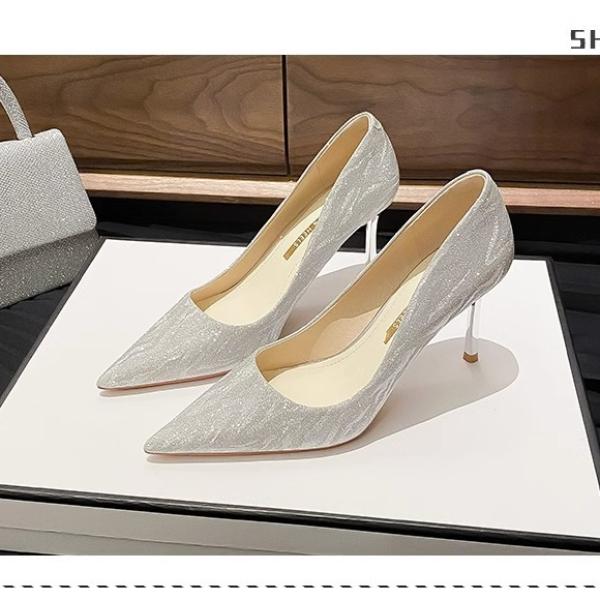 2025 New French Style Gold & Silver High Heels Shoes for Women's