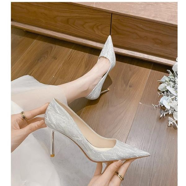 2025 New French Style Gold & Silver High Heels Shoes for Women's