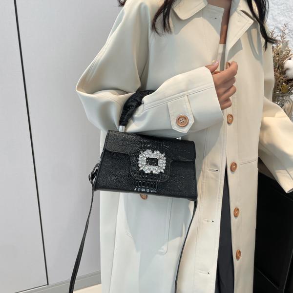 This year's popular all-match small square bag autumn style simple and fashionable crossbody bag bright diamond handbag shoulder bag exquisite