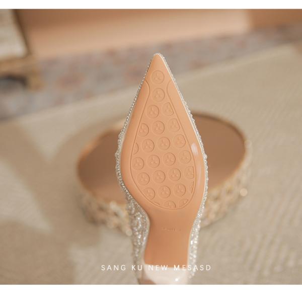 Elegant Apricot Rhinestone High Heels — Korean-Inspired Chic