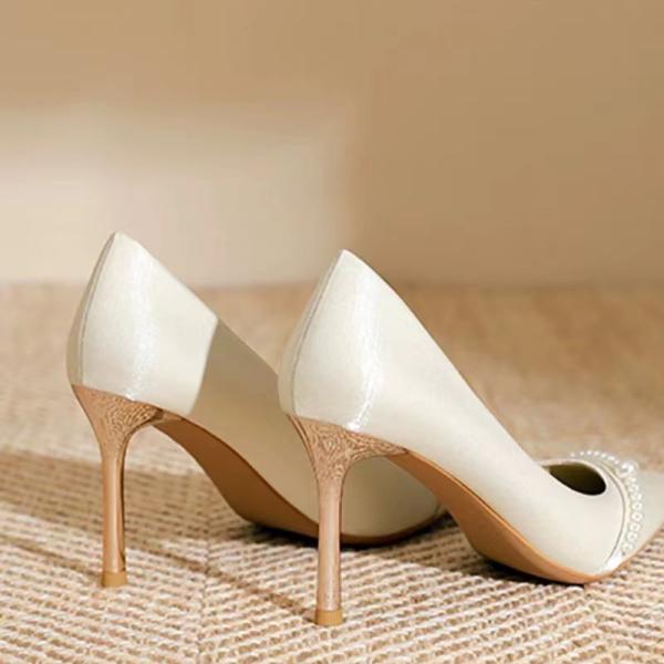 Elegant Off-White Korean High Heels