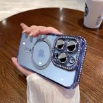 For Apple 17 glitter magnetic suction mobile phone case iPhone15proMax rhinestone all-inclusive 14 drop-resistant protective cover