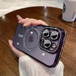 For Apple 17 glitter magnetic suction mobile phone case iPhone15proMax rhinestone all-inclusive 14 drop-resistant protective cover