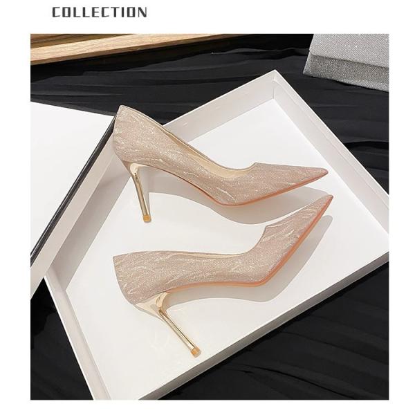 2025 New French Style Gold & Silver High Heels Shoes for Women's
