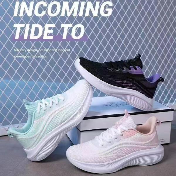 Korean Trend Fly Woven Breathable Non-Slip Lightweight Running Shoes for Women