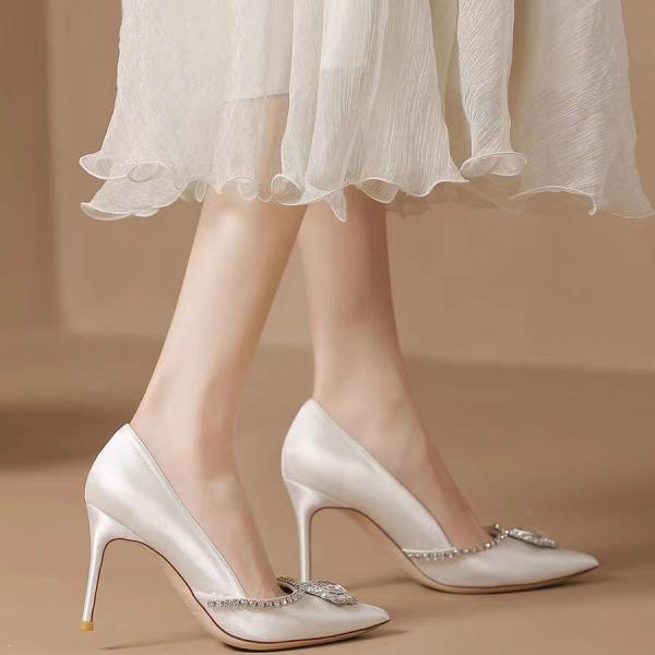 White Rhinestone High Heel for women