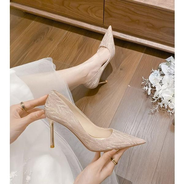2025 New French Style Gold & Silver High Heels Shoes for Women's