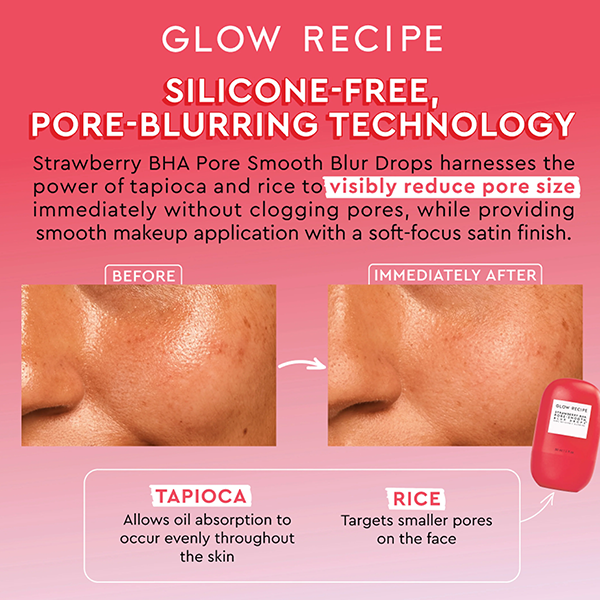 Glow Recipe Strawberry BHA Pore-Smooth Blur Drops Serum- 30ml