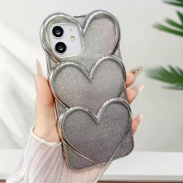 Electroplated Stacked Love Cover for iPhone 11-17 Series