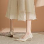 Elegant Apricot Rhinestone High Heels — Korean-Inspired Chic