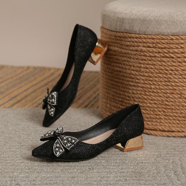 Elegant Square Buckle Low Heels