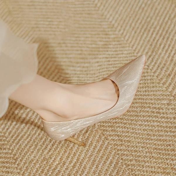2025 New French Style Gold & Silver High Heels Shoes for Women's
