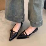 Camellia Buckle Pointed Elegant Fairy Thick Heel Mary Jane Shoes