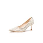 Elegant Apricot Rhinestone High Heels — Korean-Inspired Chic