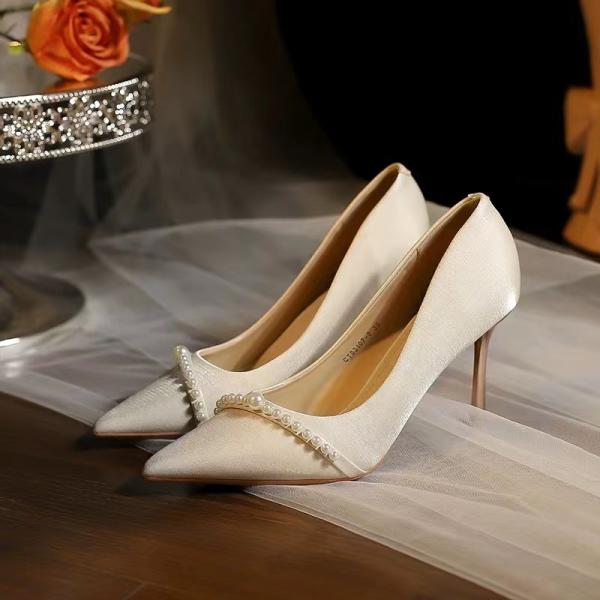 Elegant Off-White Korean High Heels