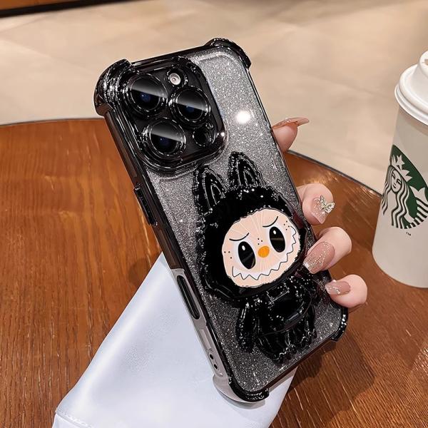 The Bracket Is Suitable for Apple 17Promax Labubu Mobile Phone Case Iphone16 All-Inclusive 14 Makeup Mirror Protective Cover