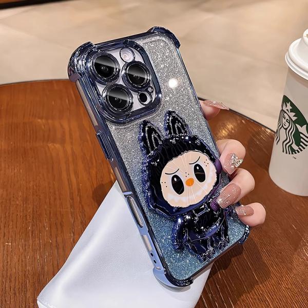 The Bracket Is Suitable for Apple 17Promax Labubu Mobile Phone Case Iphone16 All-Inclusive 14 Makeup Mirror Protective Cover