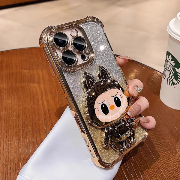 The Bracket Is Suitable for Apple 17Promax Labubu Mobile Phone Case Iphone16 All-Inclusive 14 Makeup Mirror Protective Cover