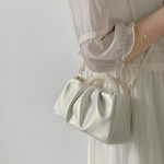Sweet Girl Pearl Pleated Cloud Bag – Mini Crossbody Handbag for Women