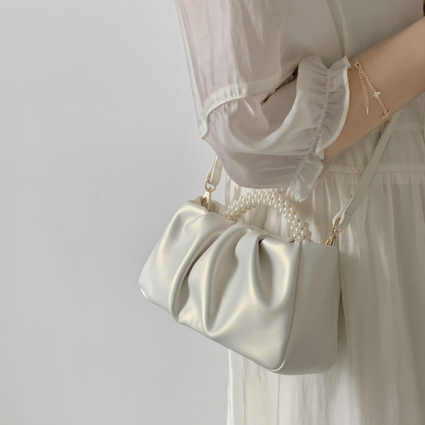 Sweet Girl Pearl Pleated Cloud Bag – Mini Crossbody Handbag for Women