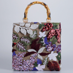 High-End Pink Embroidered Sequin Bamboo Handbag