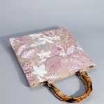 High-End Pink Embroidered Sequin Bamboo Handbag