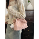 High-End Pink Niche Bucket Crossbody Bag
