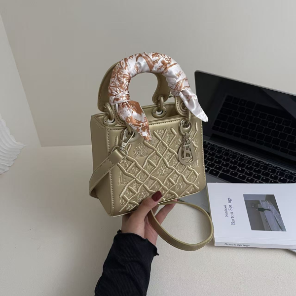 High-End Embroidered Princess Diana Silk Scarf Large Handbag