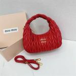 Miu Pleated Macaron Crescent Shoulder Bag